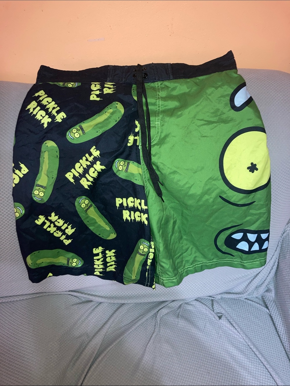 Rick and Morty Branded Swim Shorts - Navy with Light Gray Lining